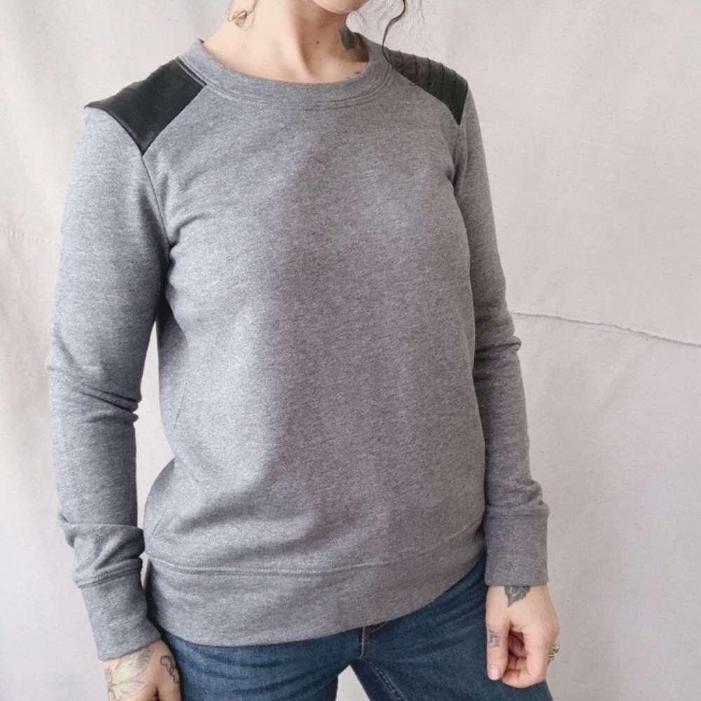 NWT Trouve Sweatshirt Faux Leather and Back Zip